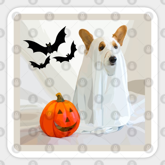 Corgi on Halloween Sticker by Ocennyy
